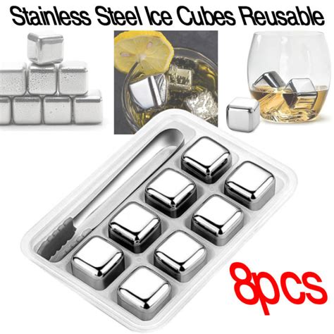 stainless steel ice cubes in black box with tongs|Premium Stainless Steel Ice Cubes With Tongs 12.